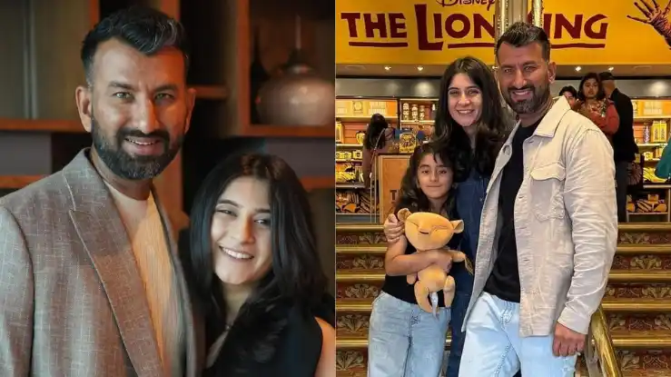 Cheteshwar Pujara's wife and daughter
