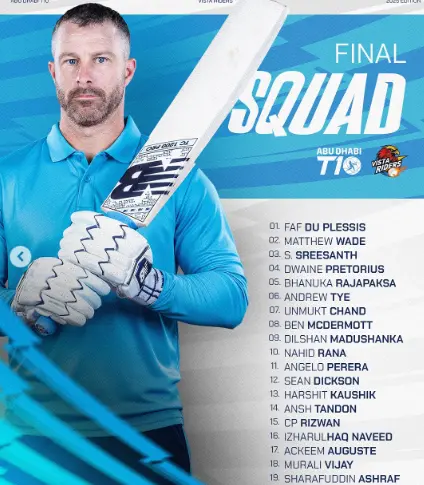 Vista Riders Squad  for Abu Dhabi t10 league 2025
